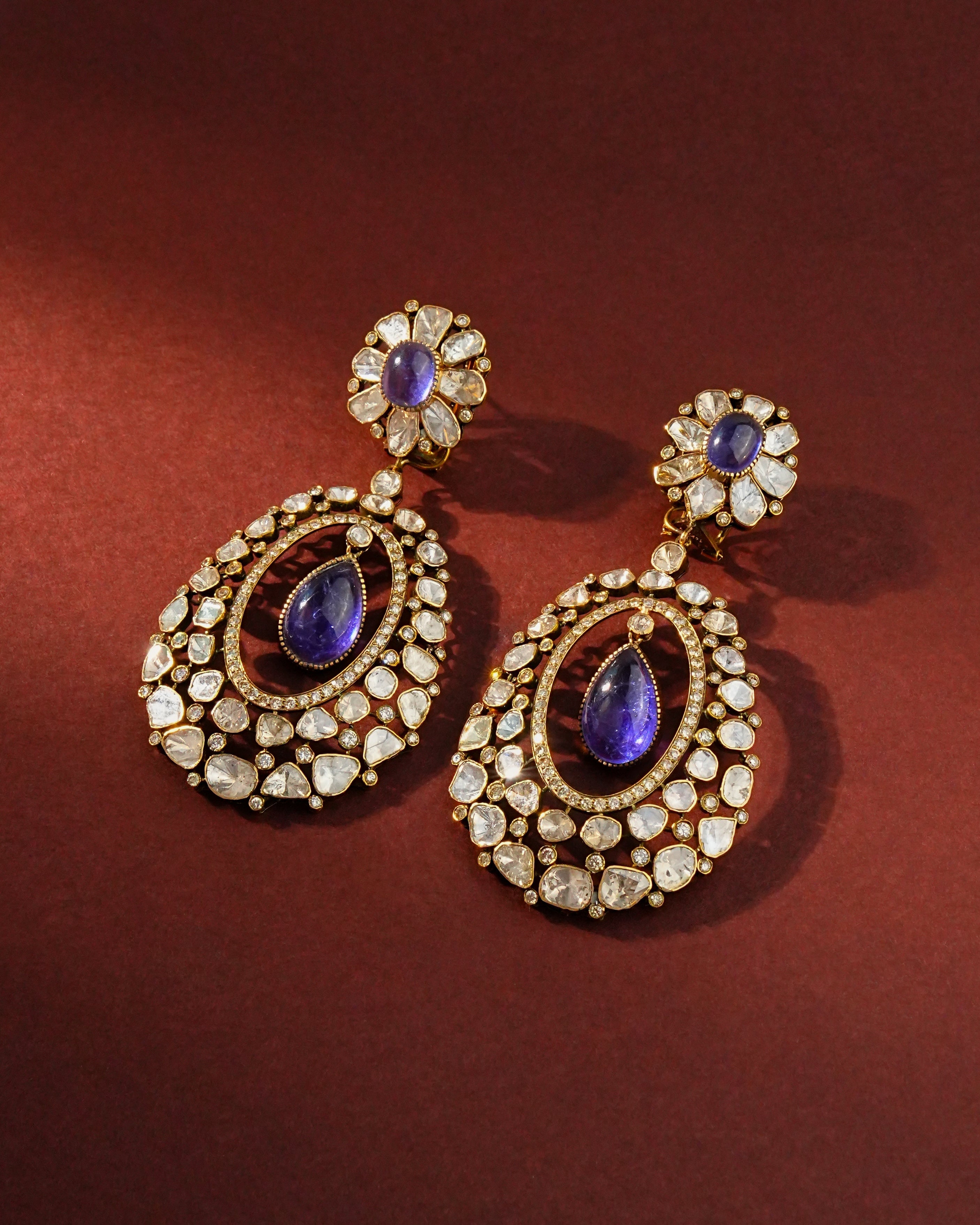 Devayani Polki And Diamond Long Earrings - NO ORDERS