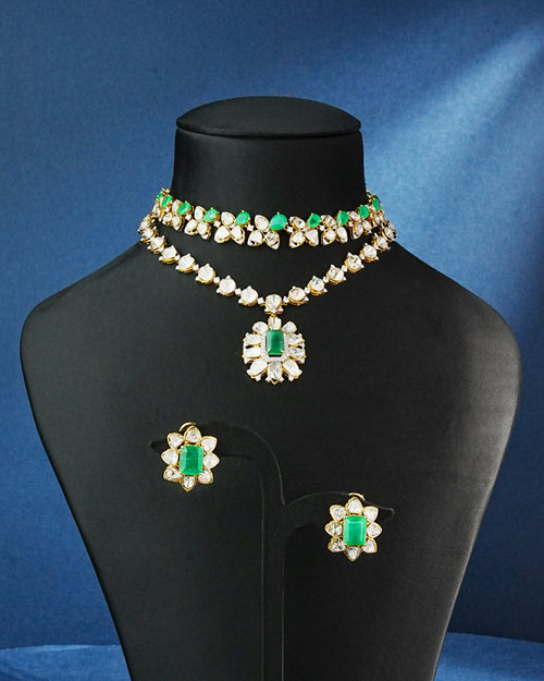 Molera Polki And Diamond Necklace