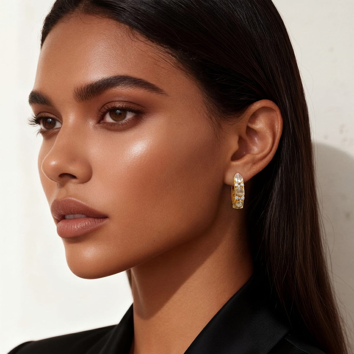 Rilsa Polki And Diamond Hoops