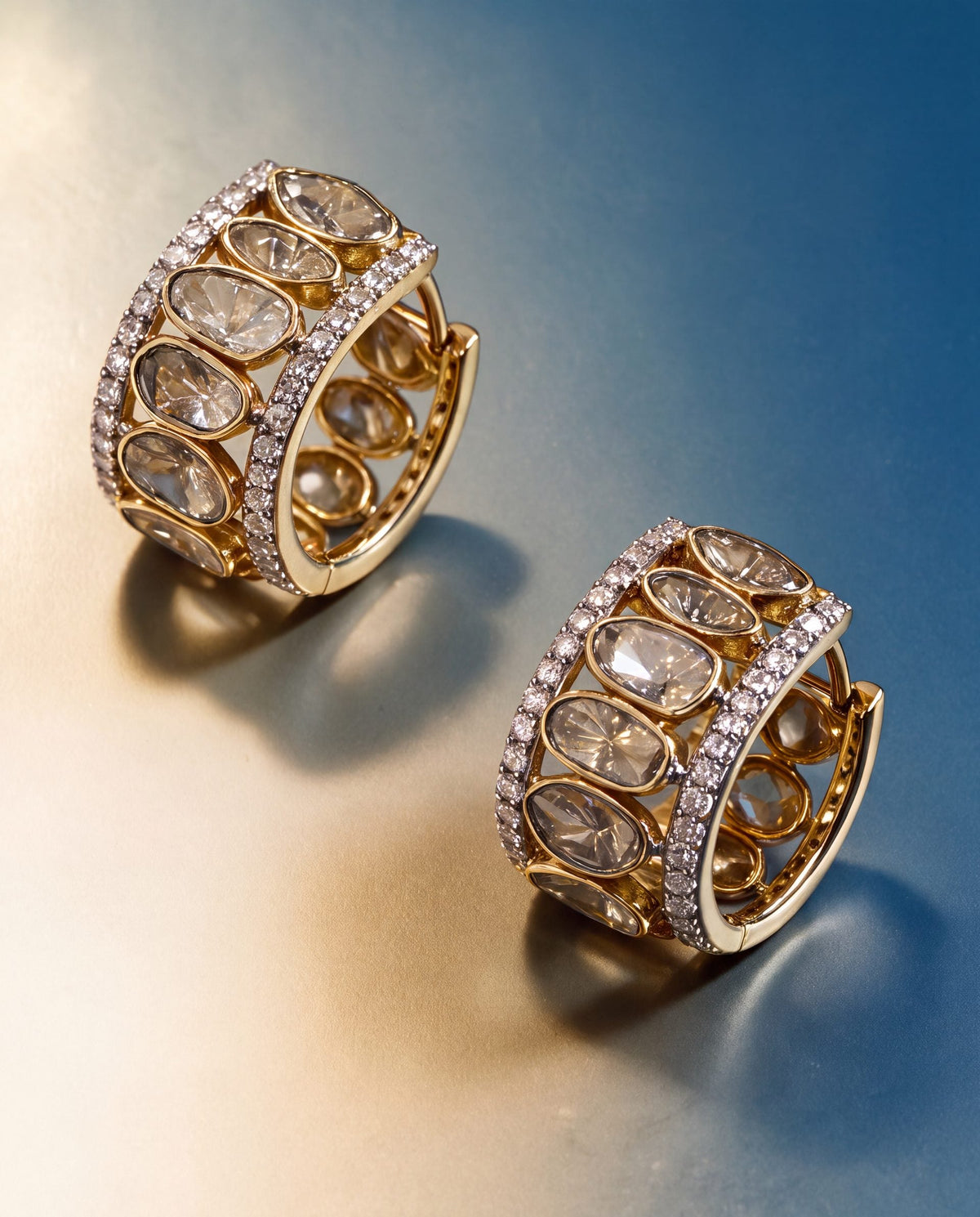 Omevia Polki And Diamond Hoops