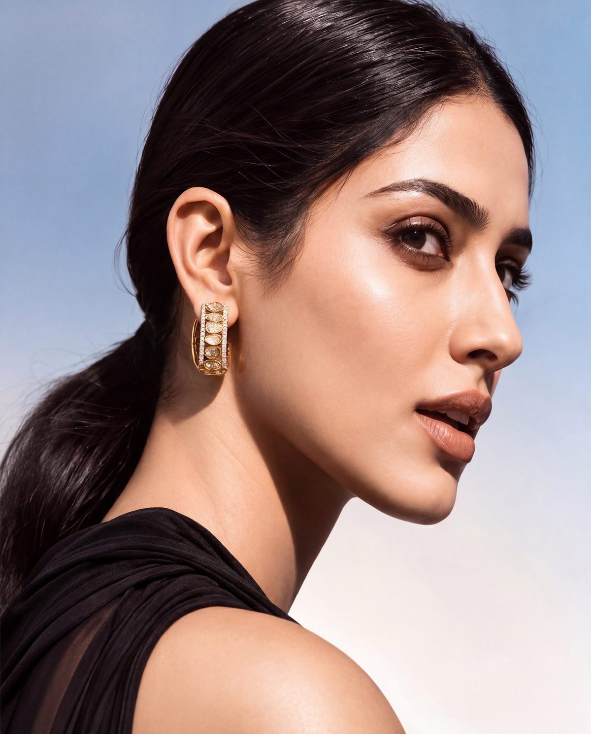 Omevia Polki And Diamond Hoops