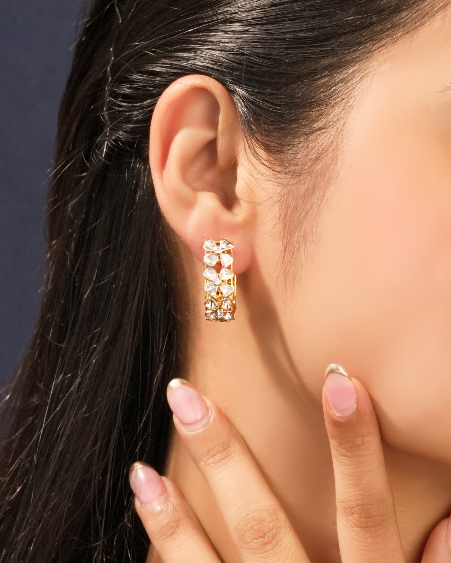 Fivora Polki And Diamond Hoops