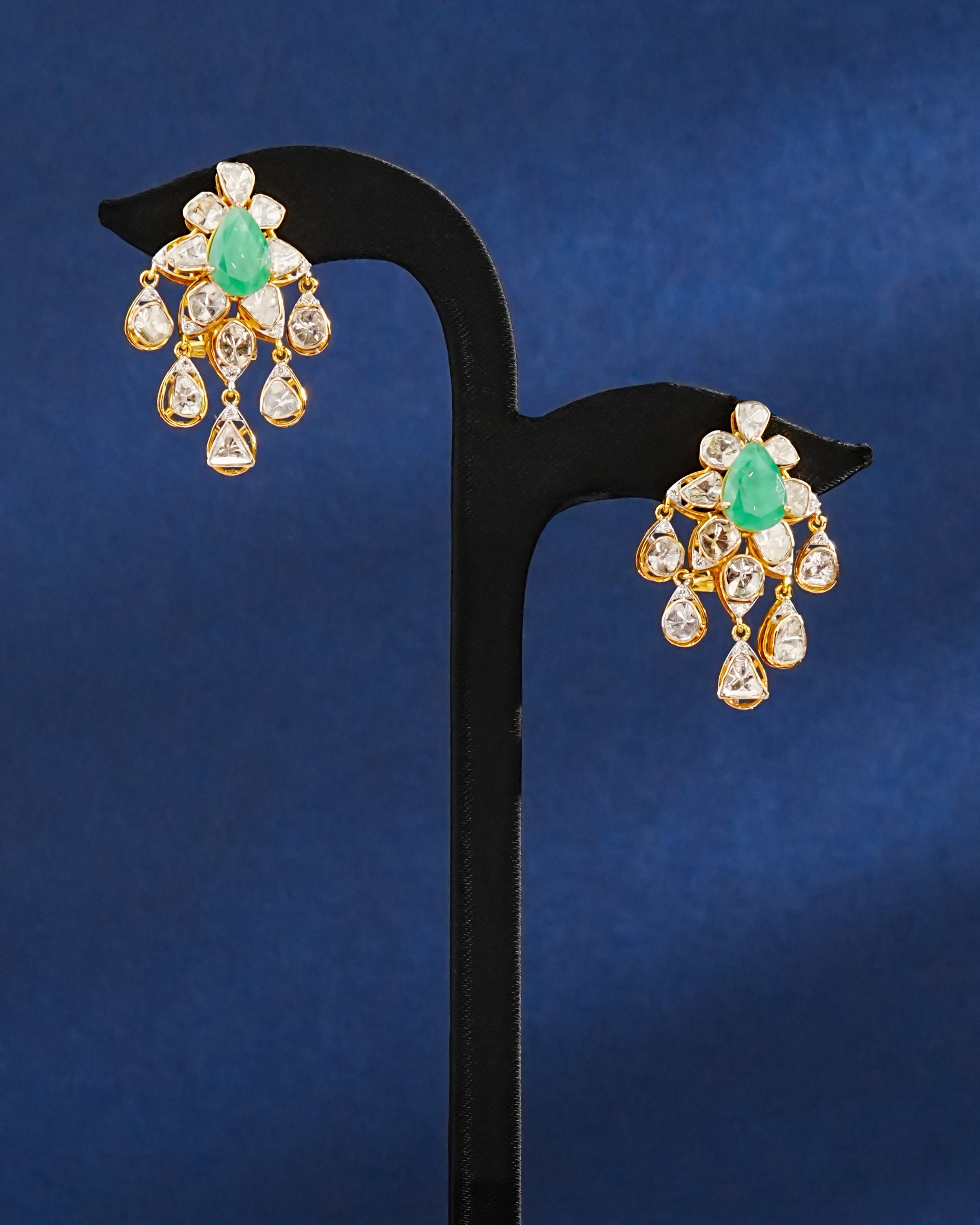 Elva Polki And Diamond Long Earrings