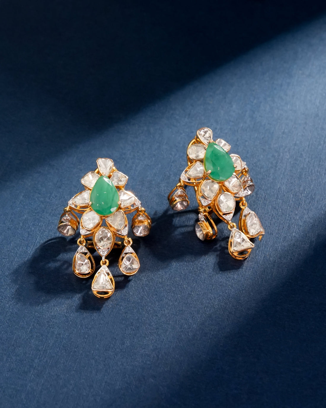 Elva Polki And Diamond Long Earrings