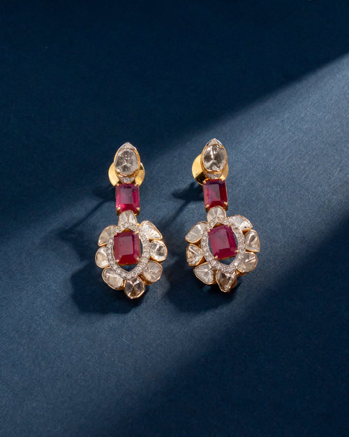 Marley Polki And Diamond Long Earrings