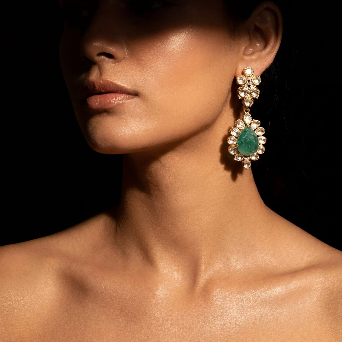 Shrita Polki And Diamond Long Earrings