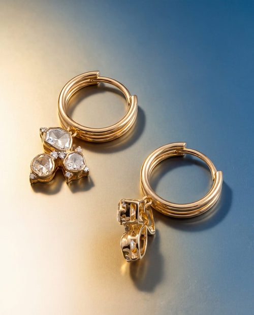 Darshani Polki And Diamond Hoops