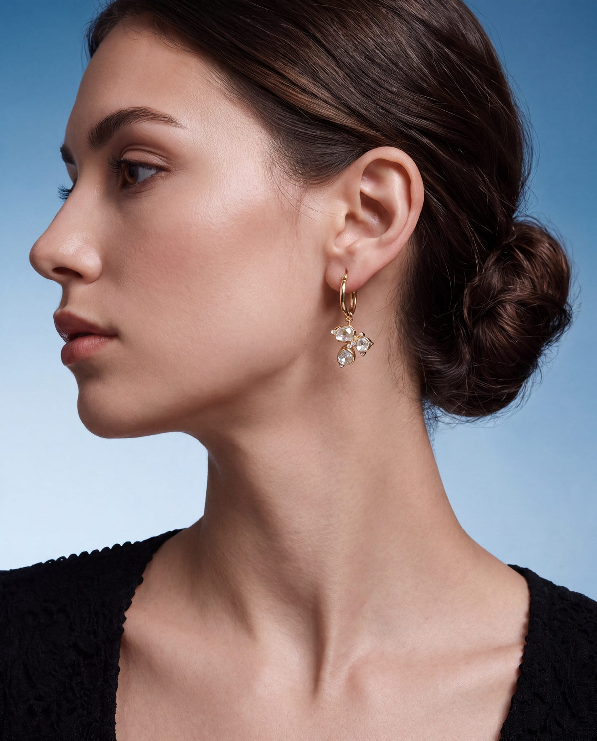 Darshani Polki And Diamond Hoops