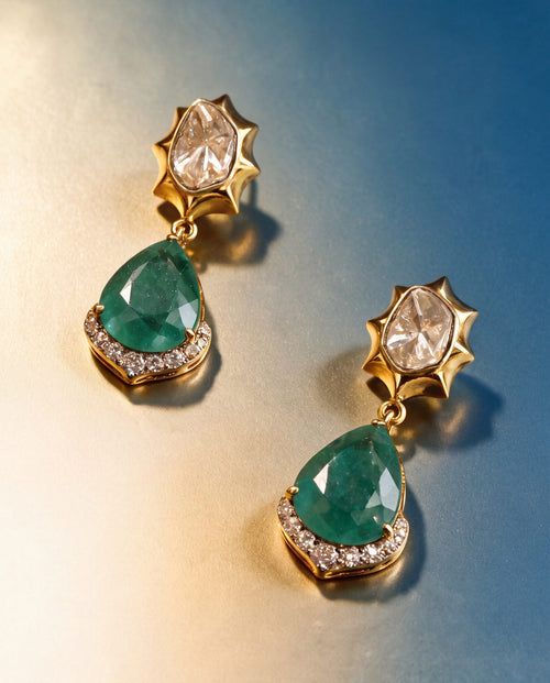 Samvi Polki And Diamond Long Earrings