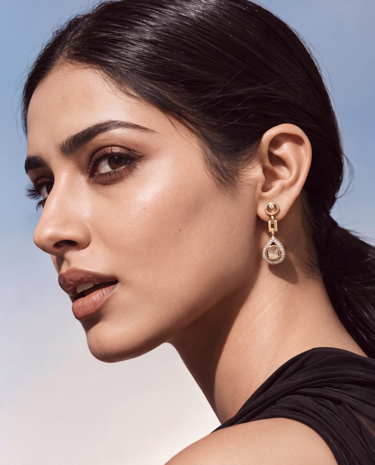 Manya Polki And Diamond Long Earrings