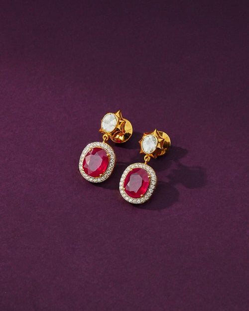 Ravina Polki And Diamond Long Earrings