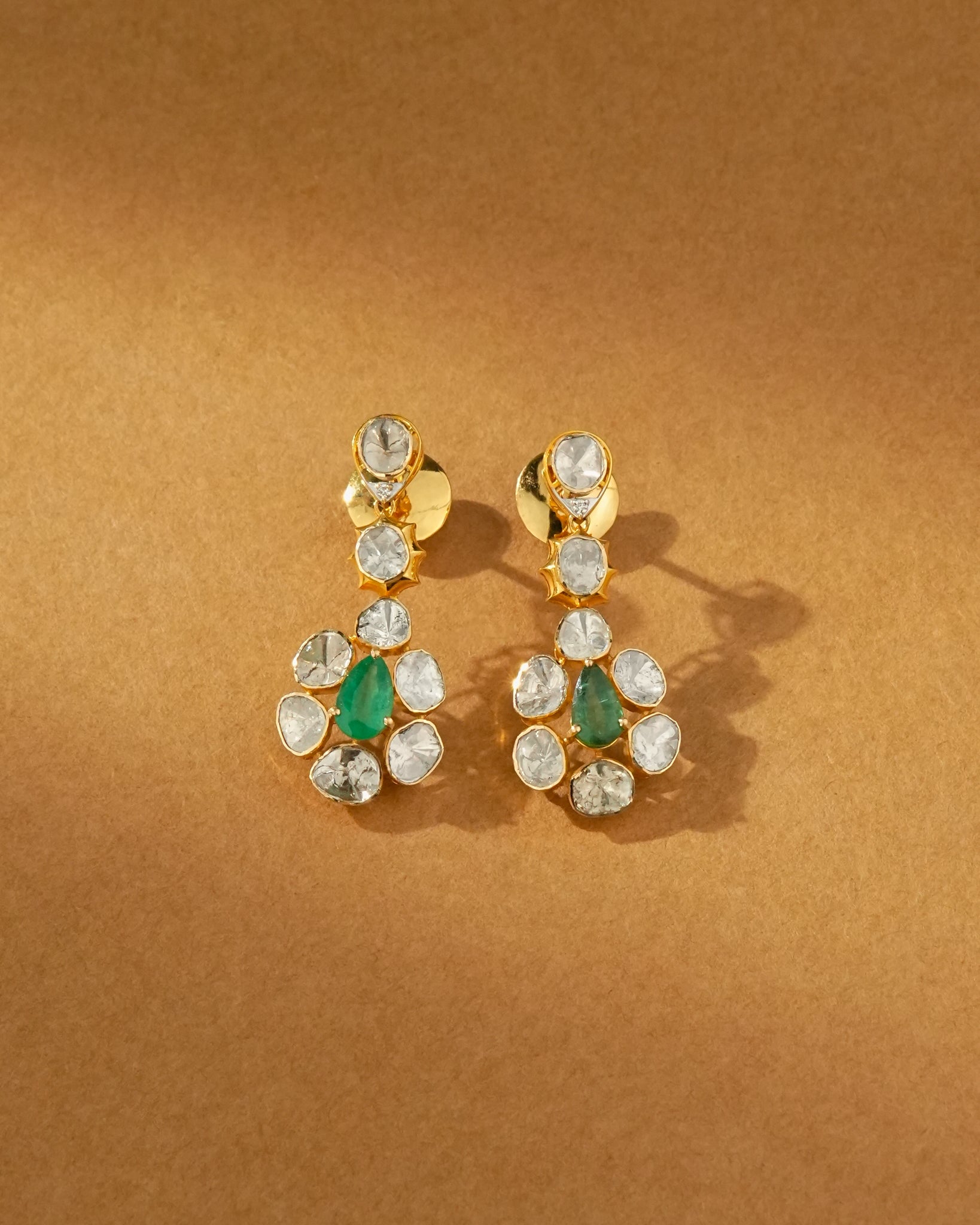 Rashi Polki And Diamond Long Earrings