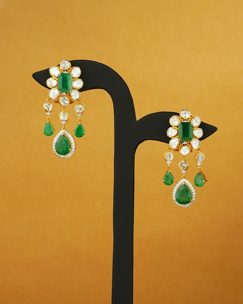 Arika Polki And Diamond Long Earrings
