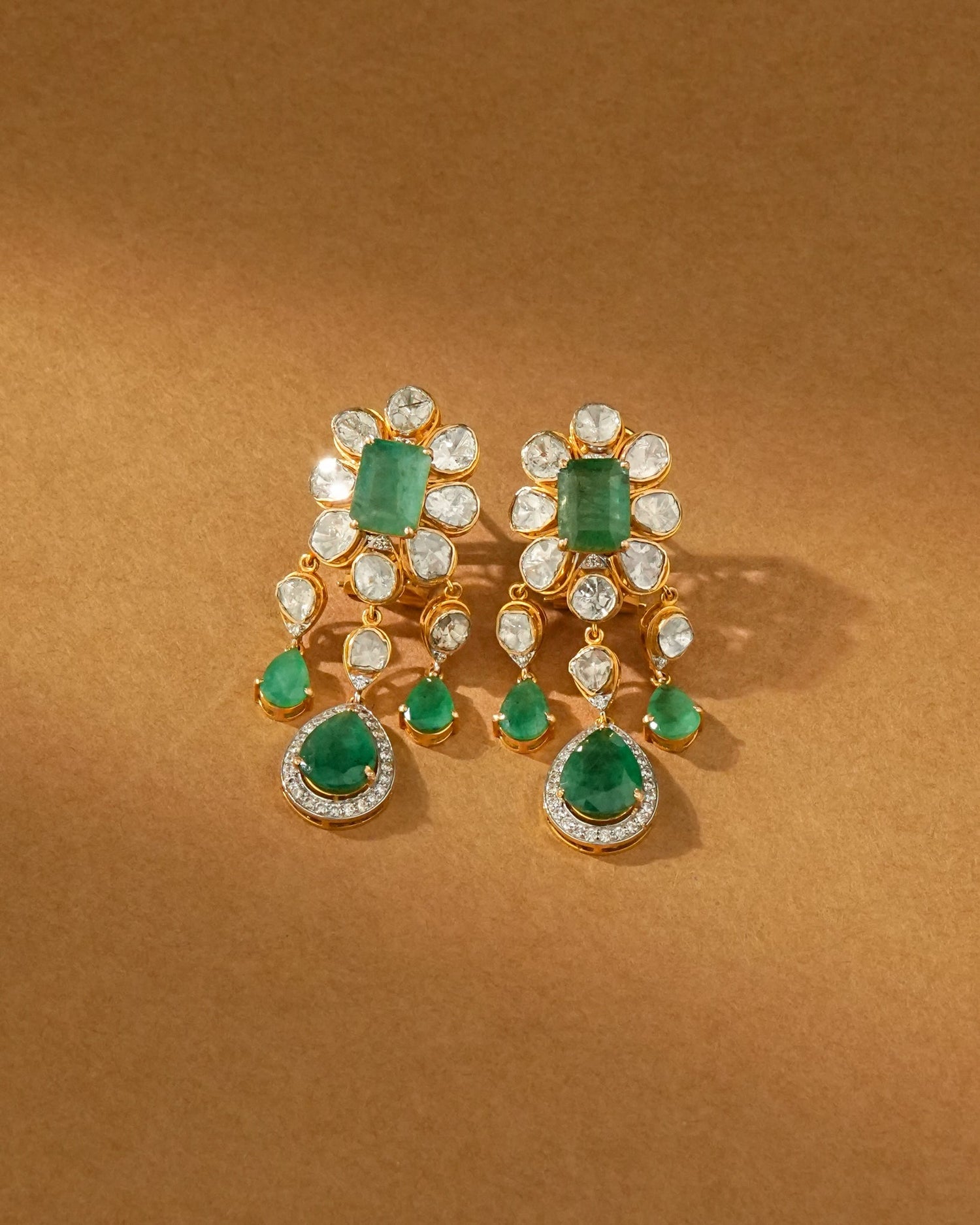Arika Polki And Diamond Long Earrings