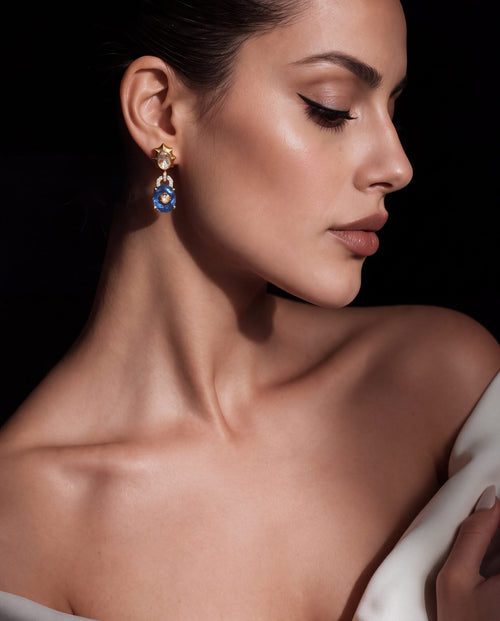 Oviya Polki And Diamond Long Earrings