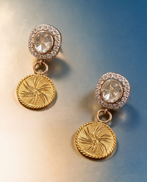 Mokshi Polki And Diamond Long Earrings