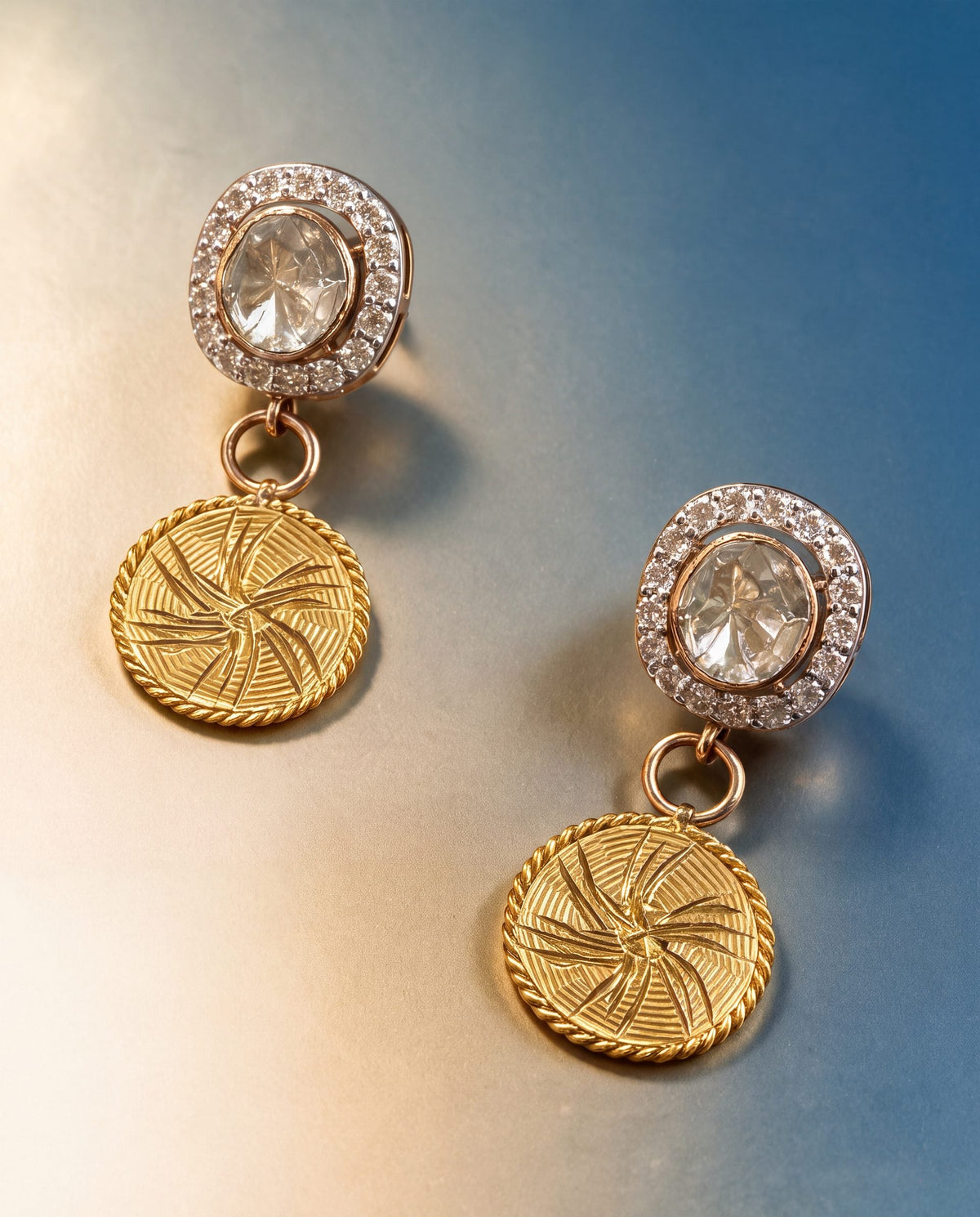 Mokshi Polki And Diamond Long Earrings