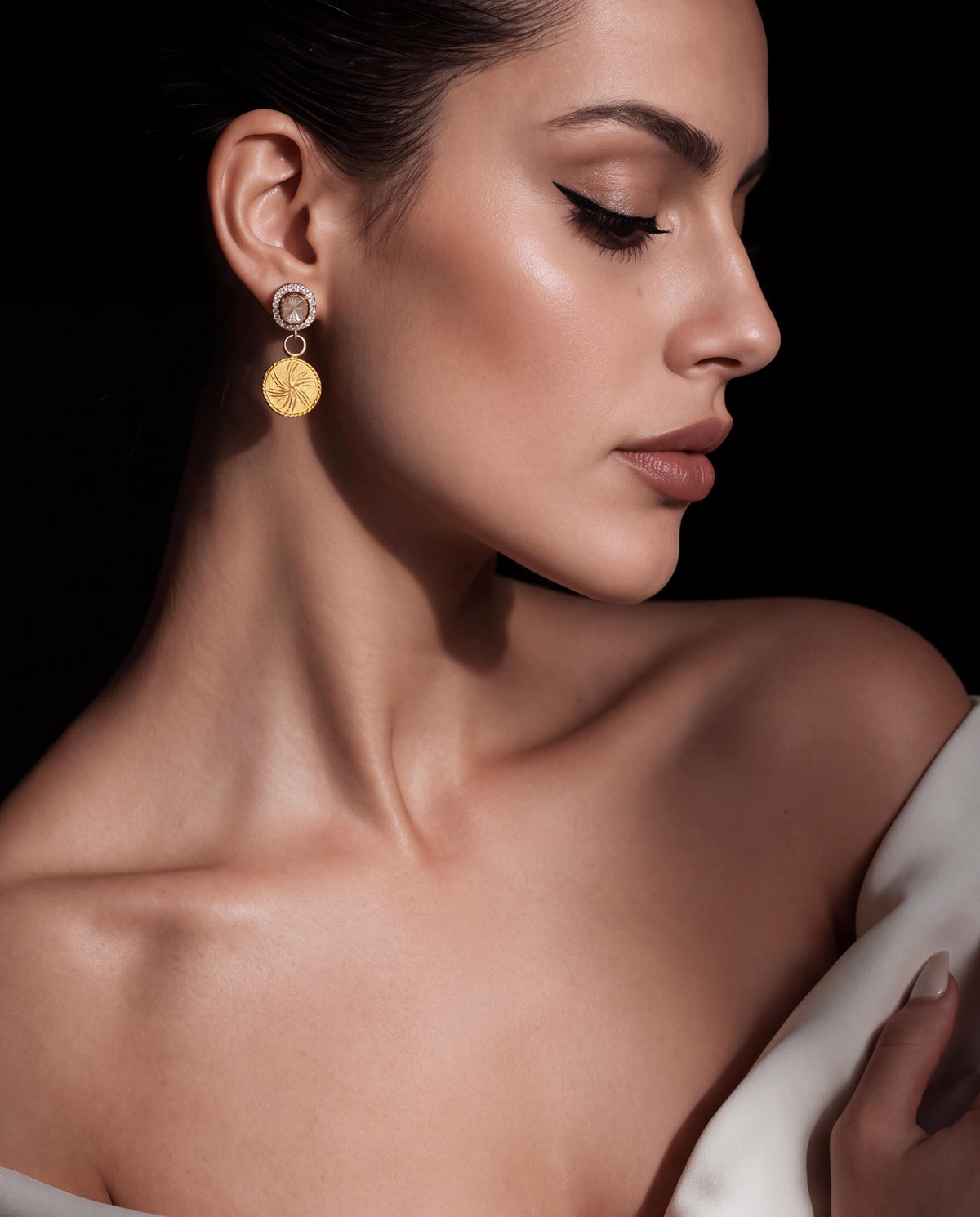 Mokshi Polki And Diamond Long Earrings