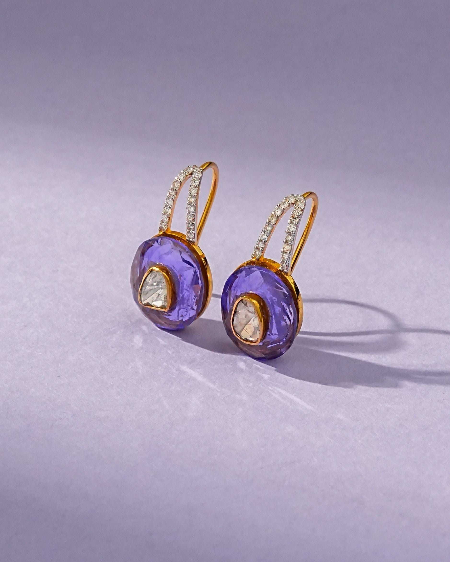 Apsra Polki And Diamond Hoops