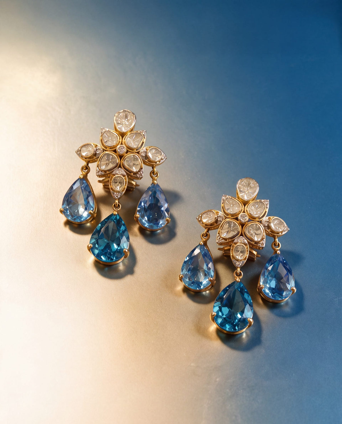 Hiral Polki And Diamond Long Earrings