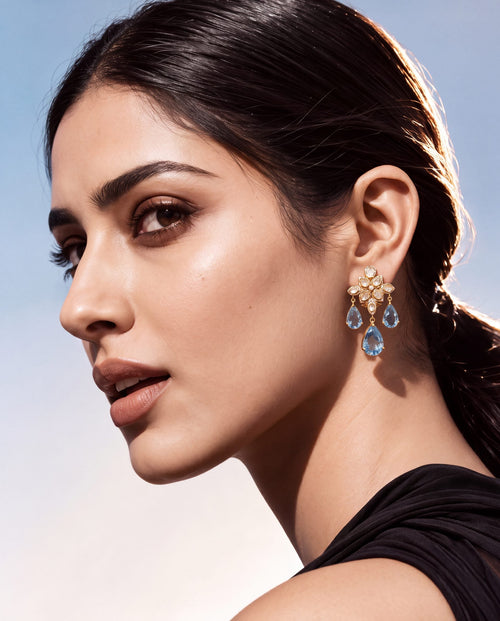 Hiral Polki And Diamond Long Earrings
