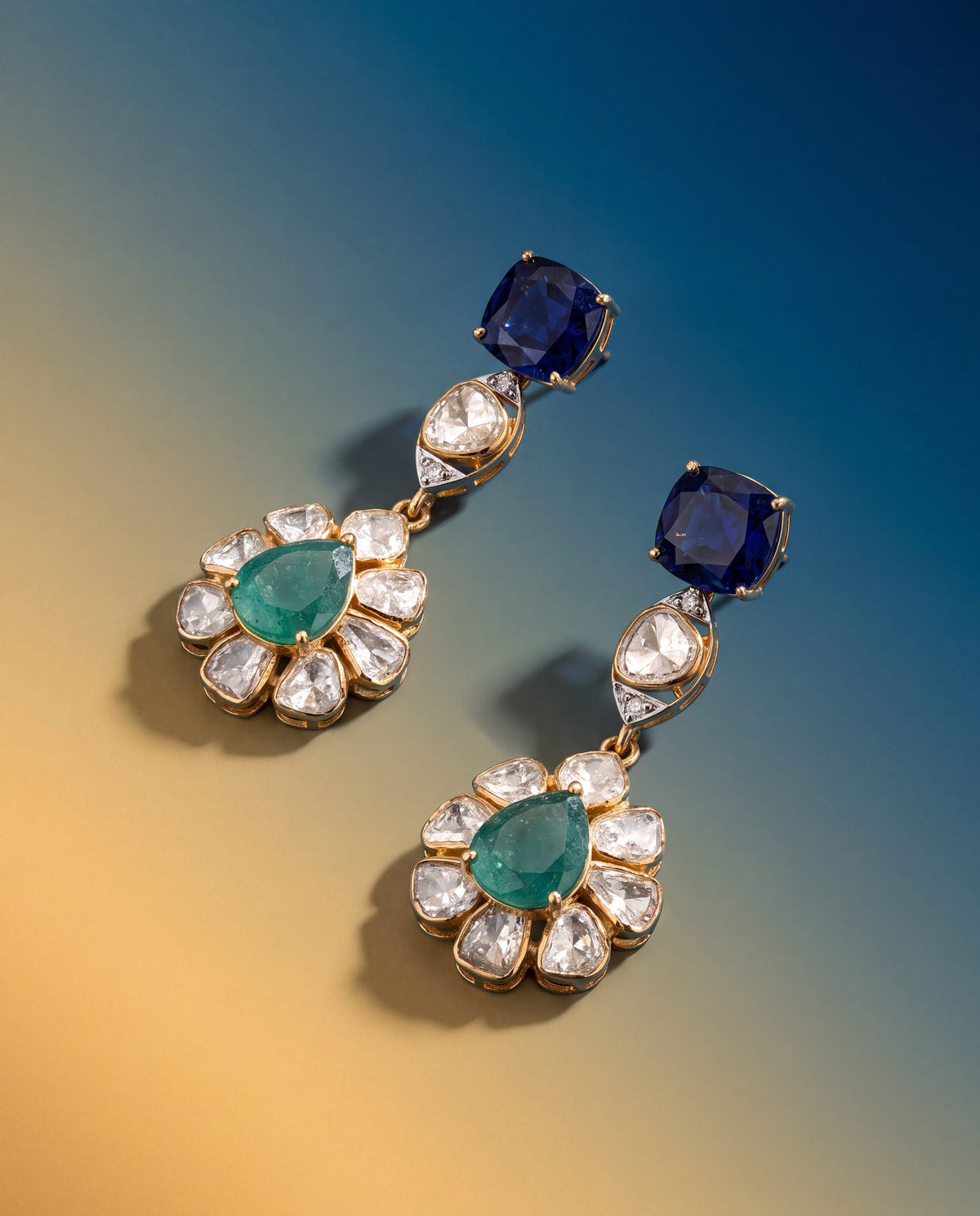 Varsha Polki And Diamond Long Earrings