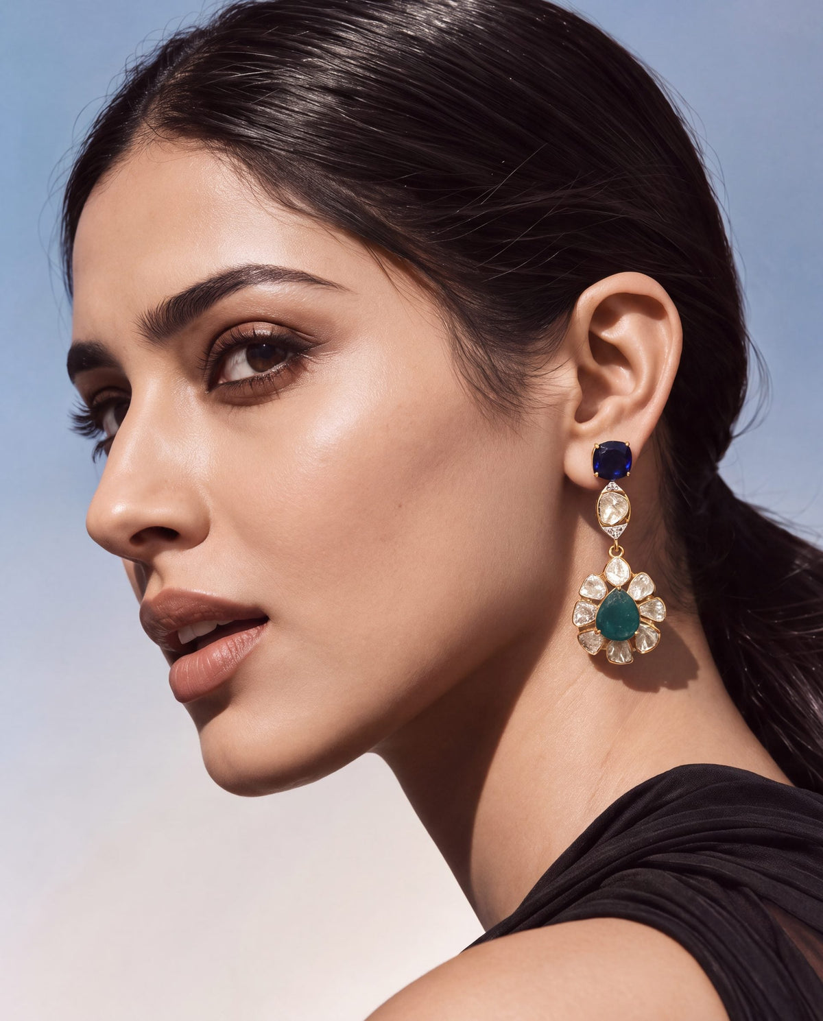 Varsha Polki And Diamond Long Earrings