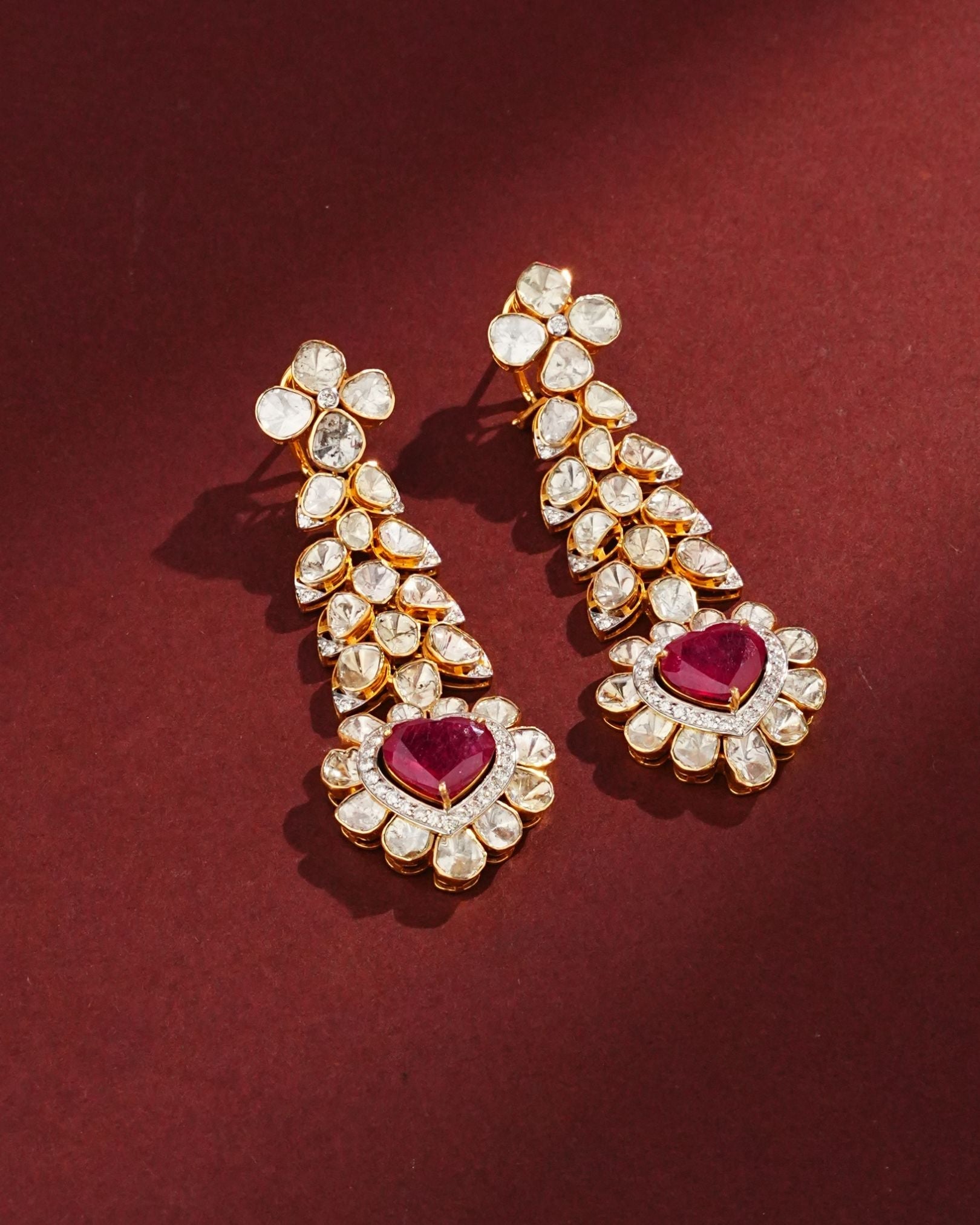 Medha Polki And Diamond Long Earrings