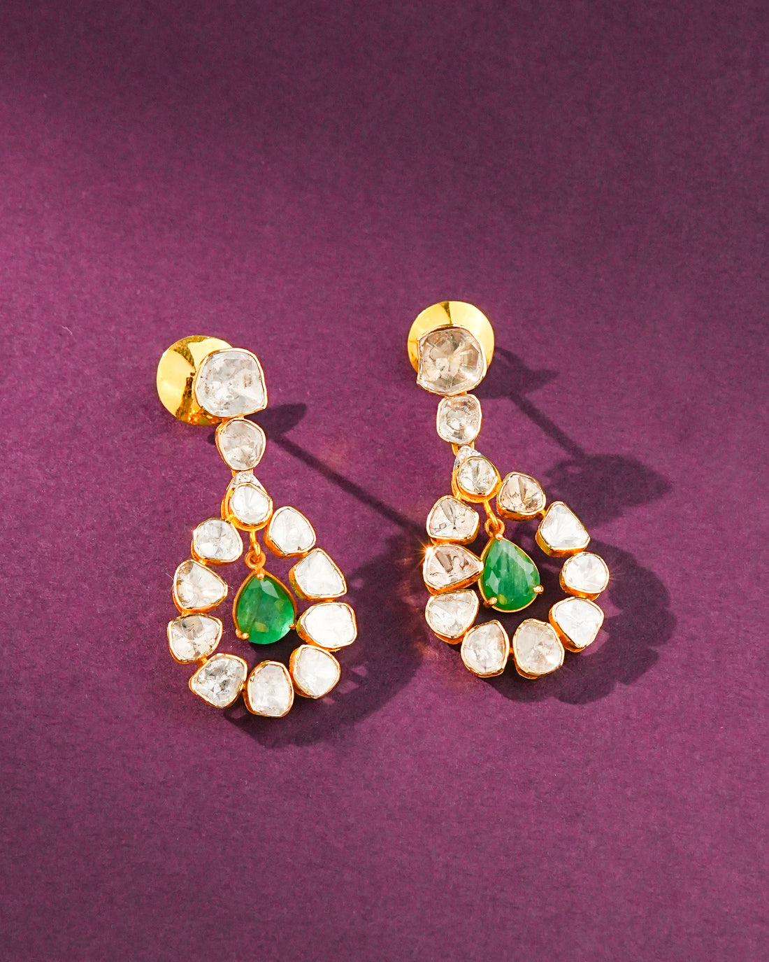 Sonali Polki And Diamond Long Earrings