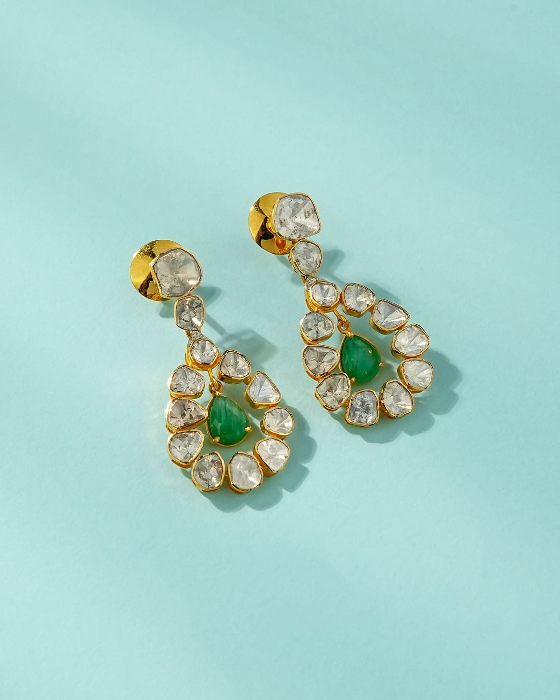 Sonali Polki And Diamond Long Earrings