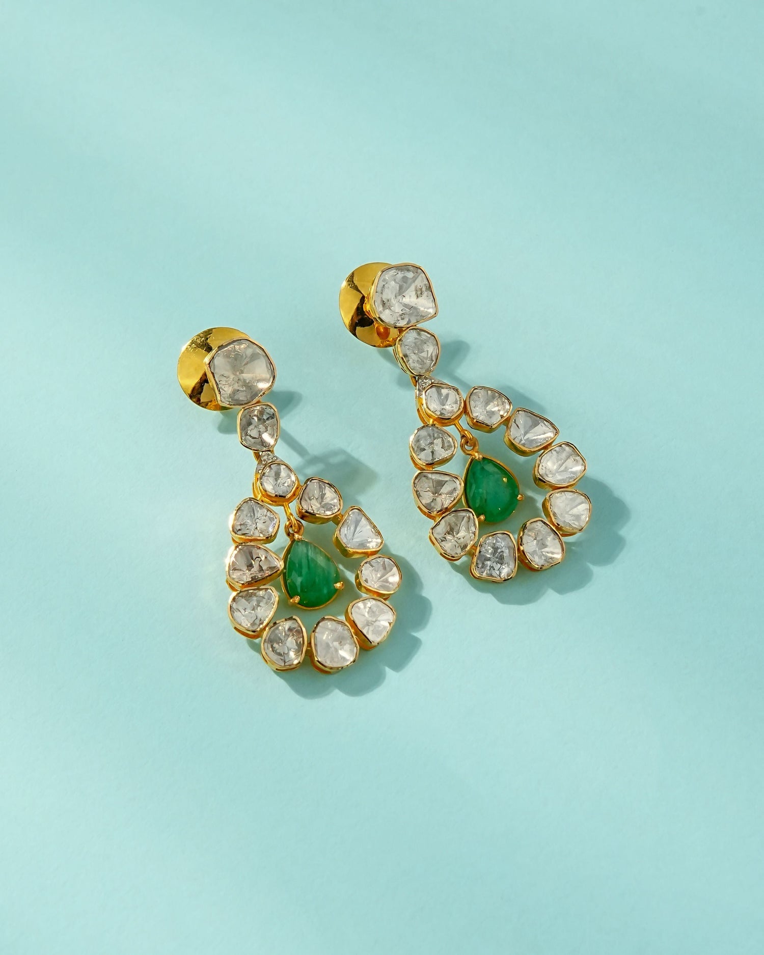 Sonali Polki And Diamond Long Earrings