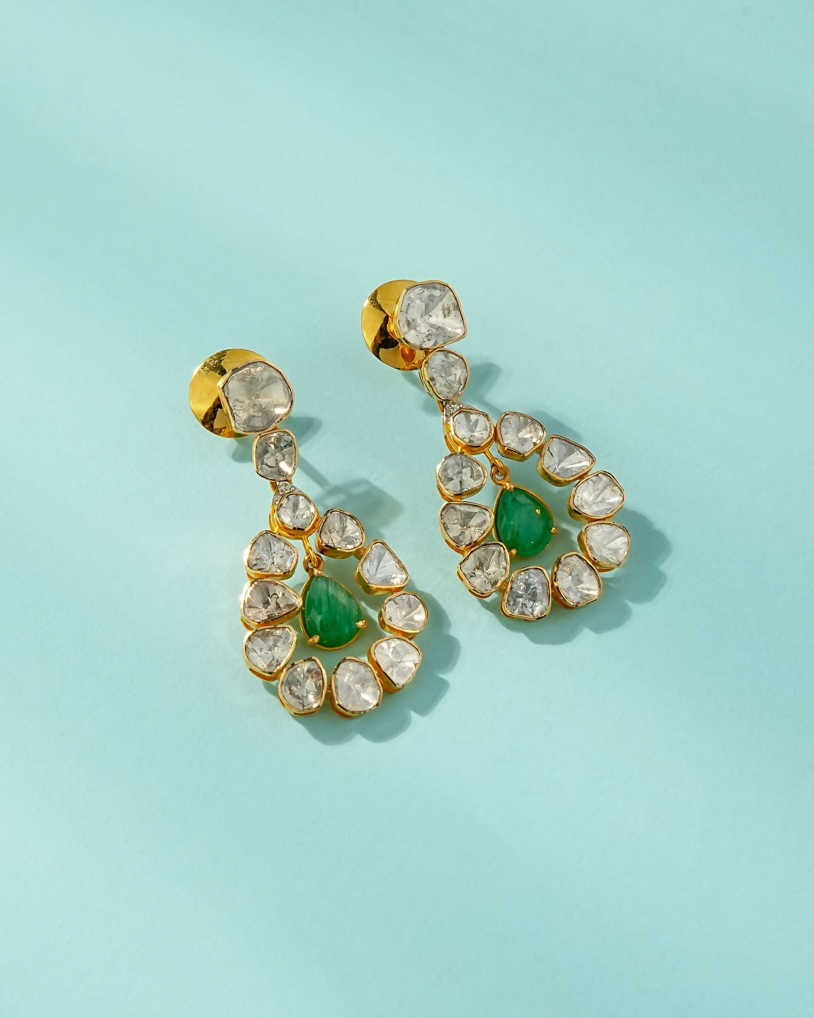 Sonali Polki And Diamond Long Earrings