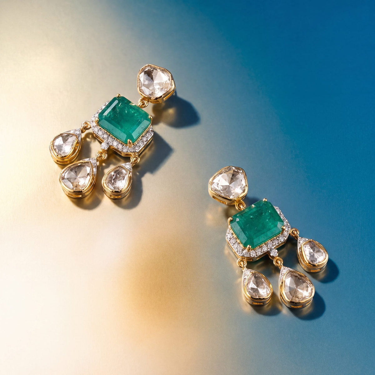 Saloni Polki And Diamond Long Earrings