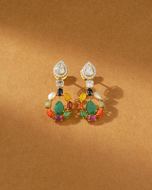 Vidhi Polki And Diamond Long Earrings