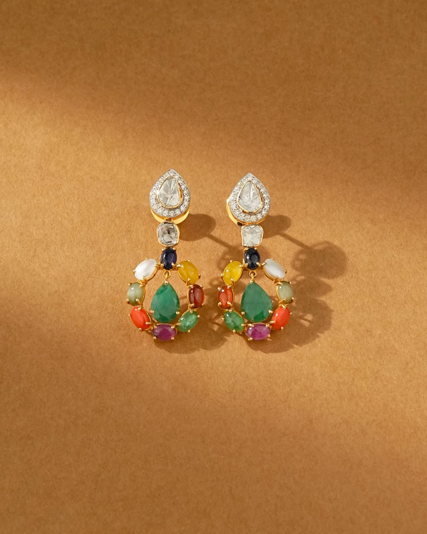 Vidhi Polki And Diamond Long Earrings
