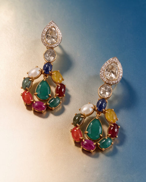 Vidhi Polki And Diamond Long Earrings
