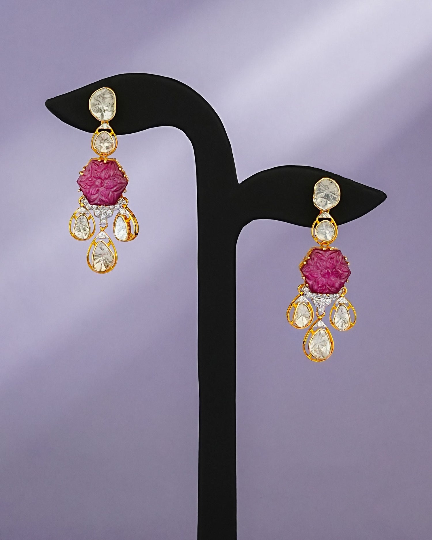 Varna Polki And Diamond Long Earrings