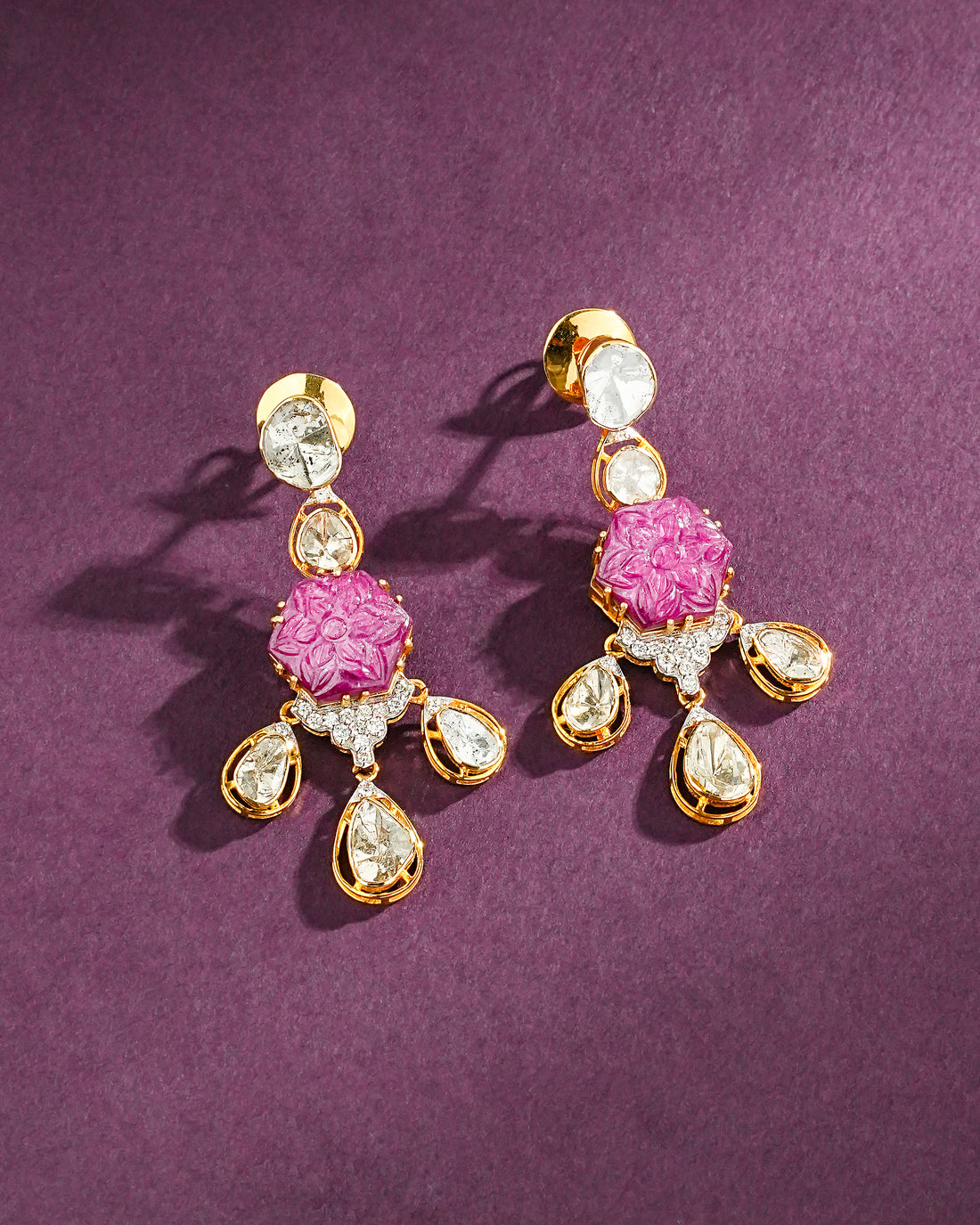 Jiya Polki And Diamond Long Earrings