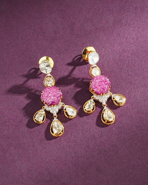 Varna Polki And Diamond Long Earrings