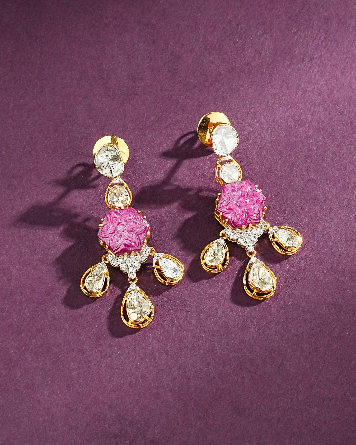 Varna Polki And Diamond Long Earrings