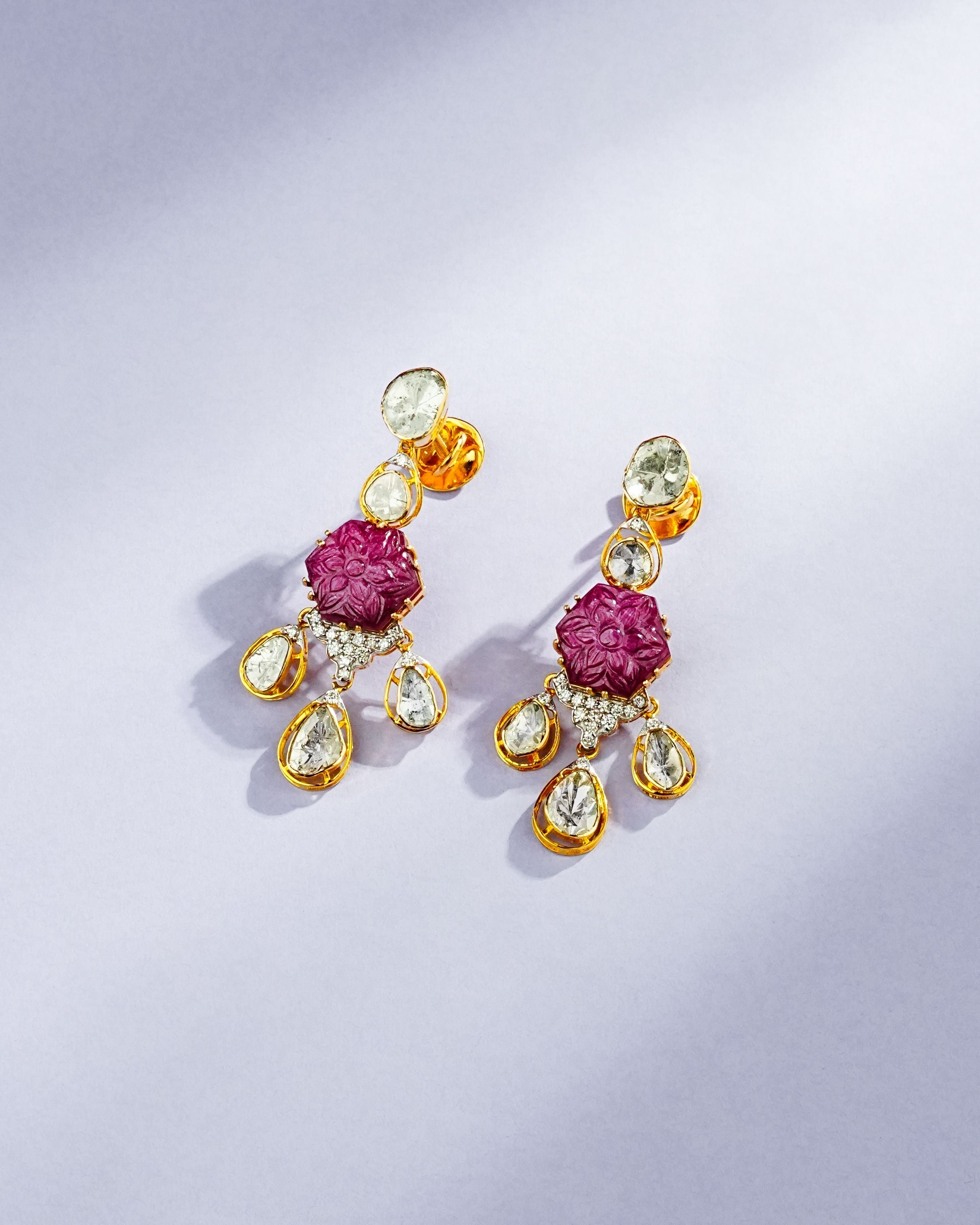 Varna Polki And Diamond Long Earrings