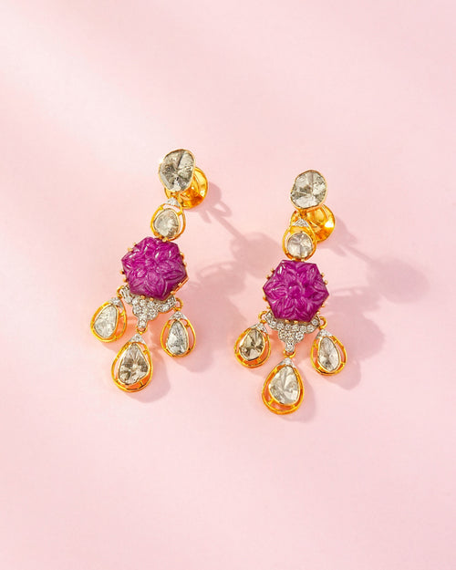 Varna Polki And Diamond Long Earrings