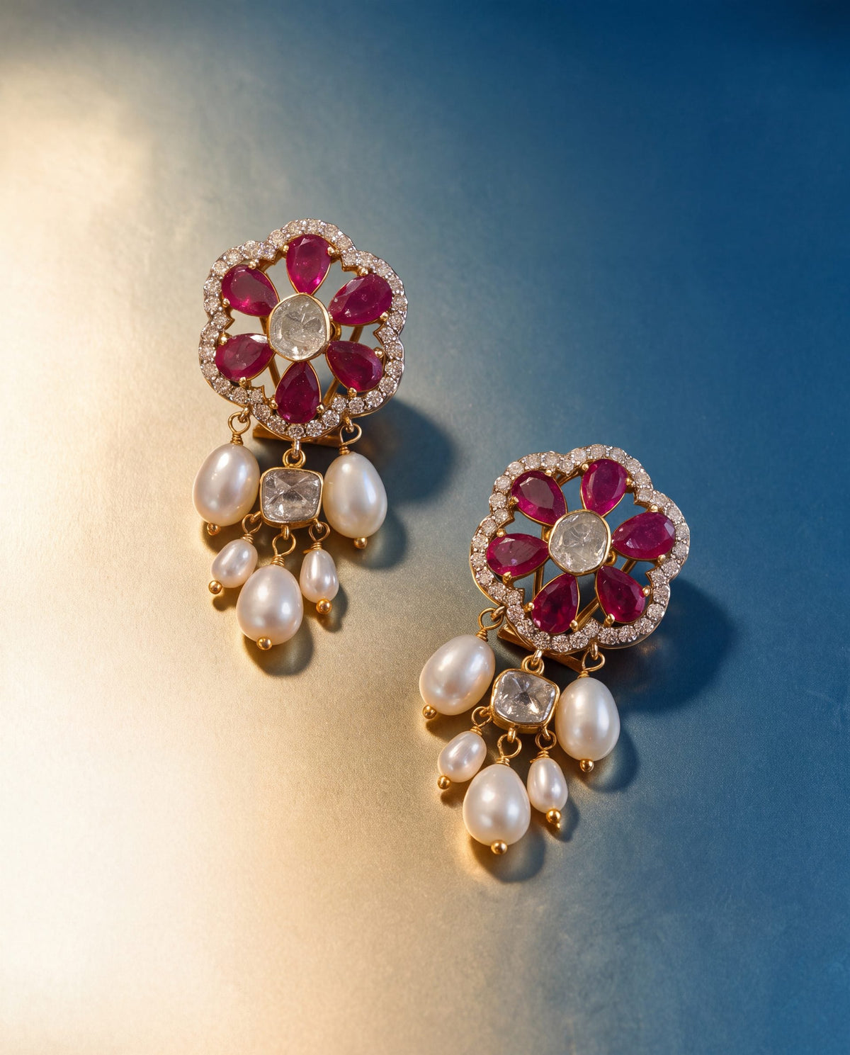 Noelle Polki And Diamond Long Earrings