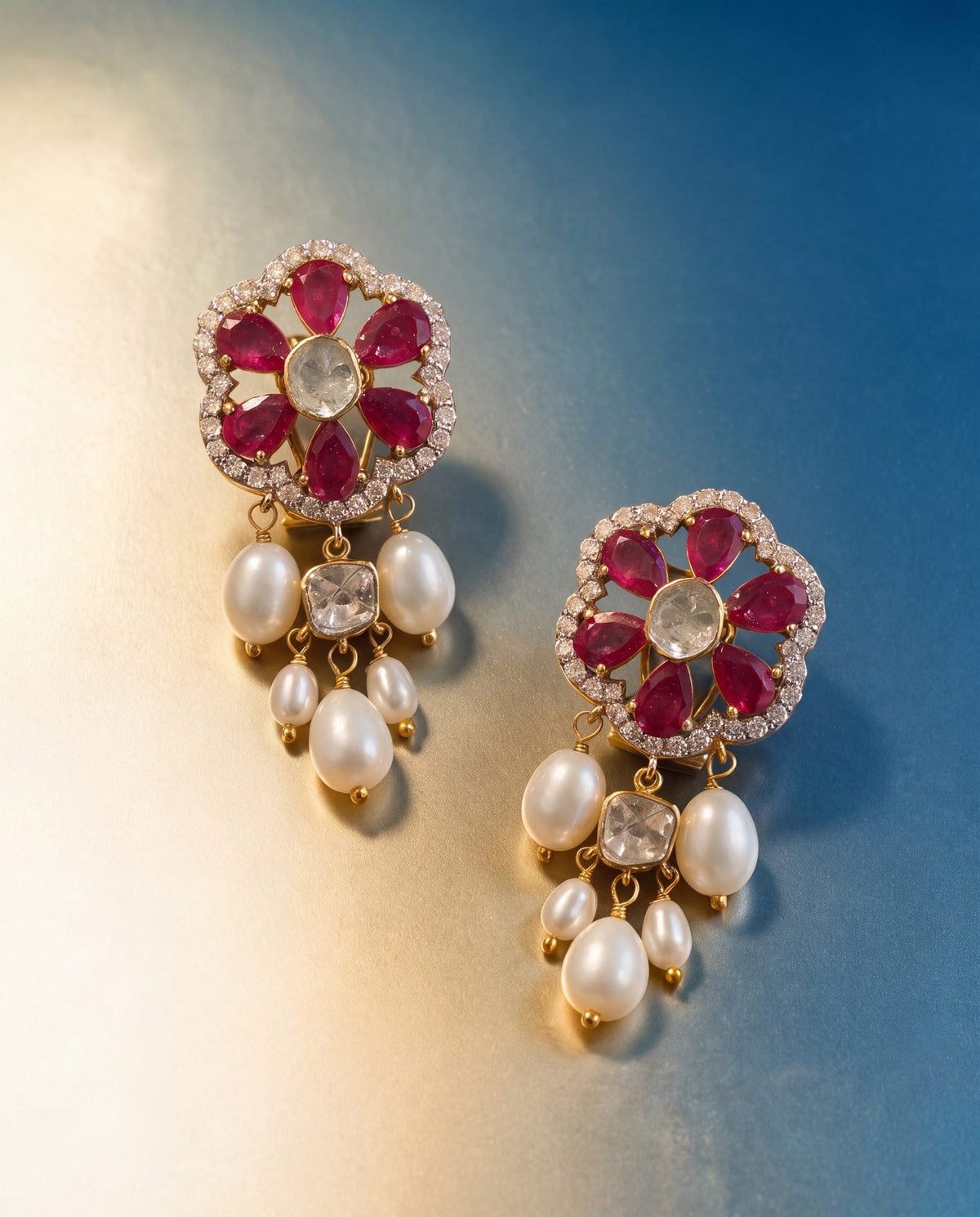 Noelle Polki And Diamond Long Earrings