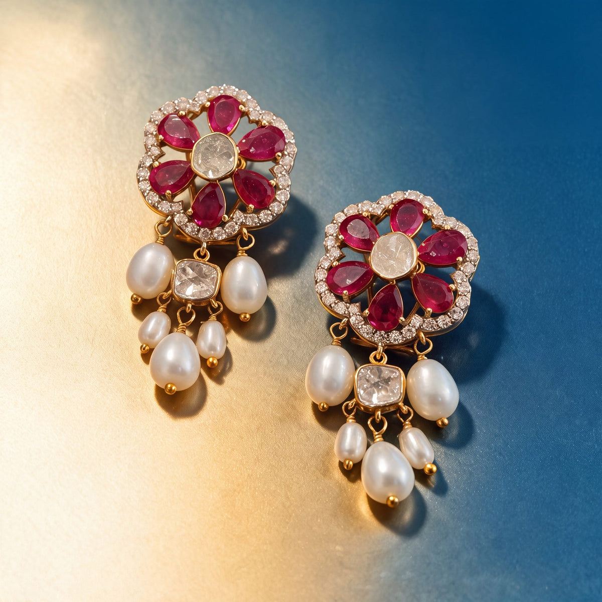 Noelle Polki And Diamond Long Earrings