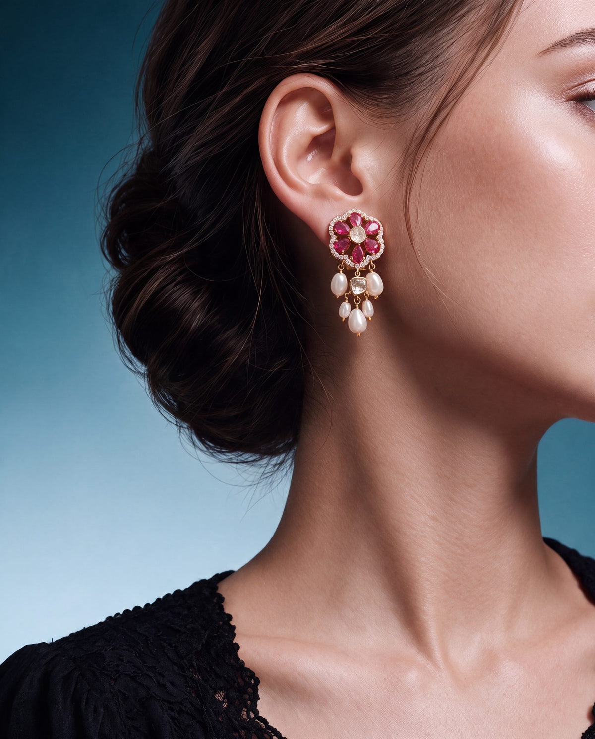 Noelle Polki And Diamond Long Earrings