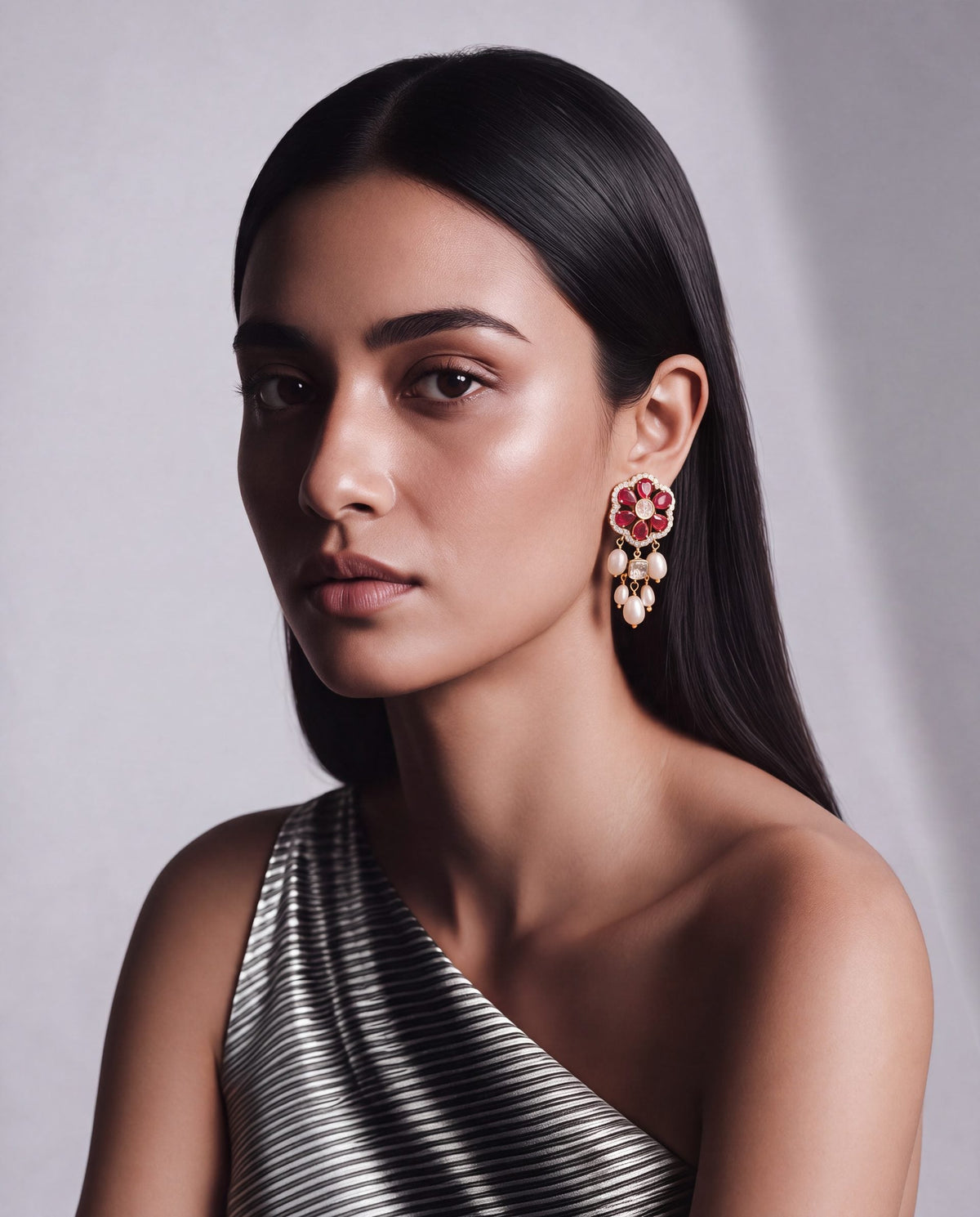 Noelle Polki And Diamond Long Earrings
