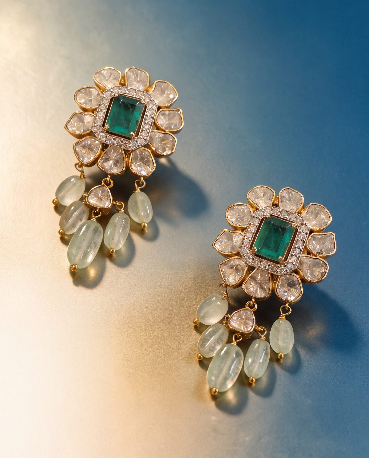 Sornaya Polki And Diamond Long Earrings