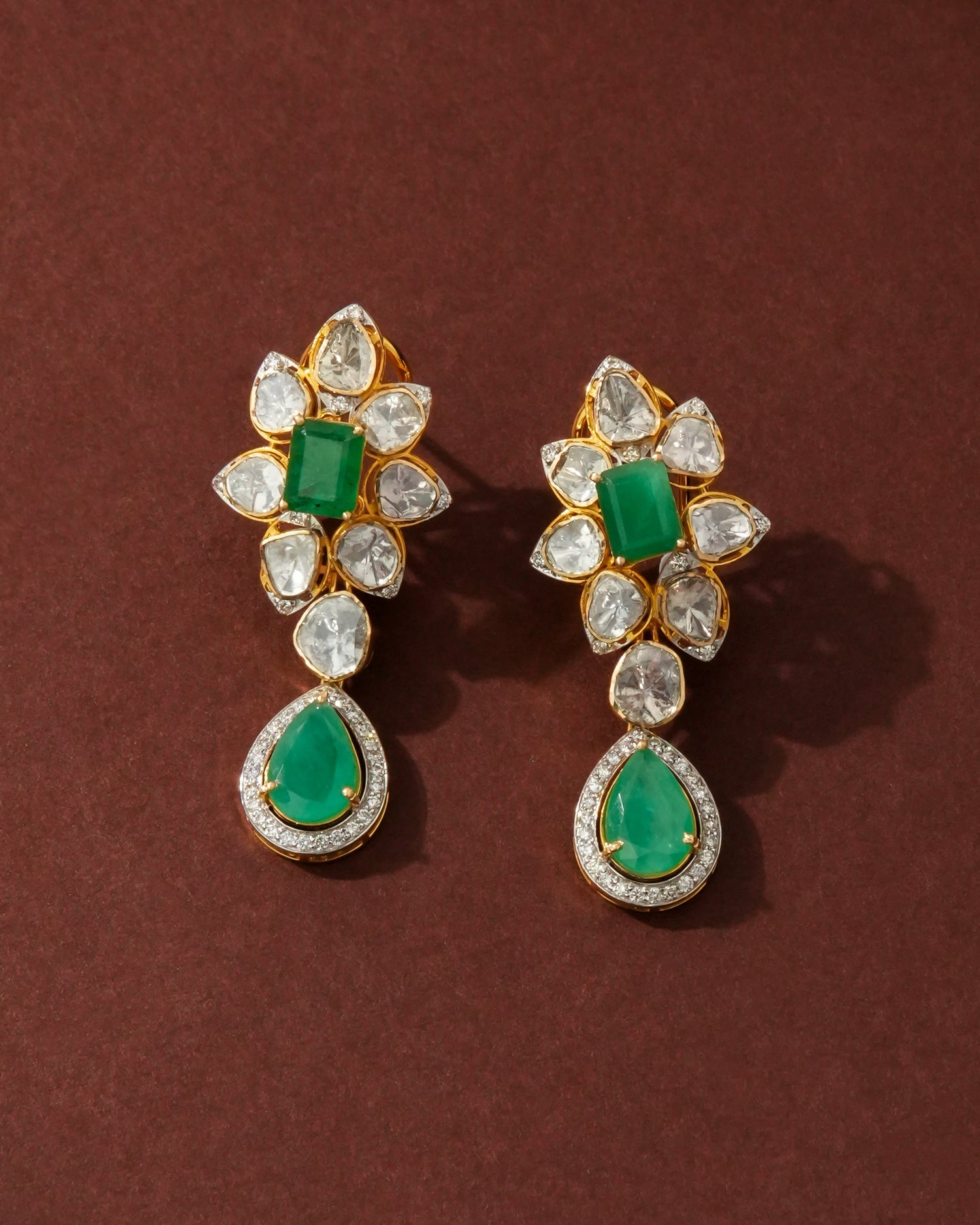 Vaishnavi Polki And Diamond Long Earrings