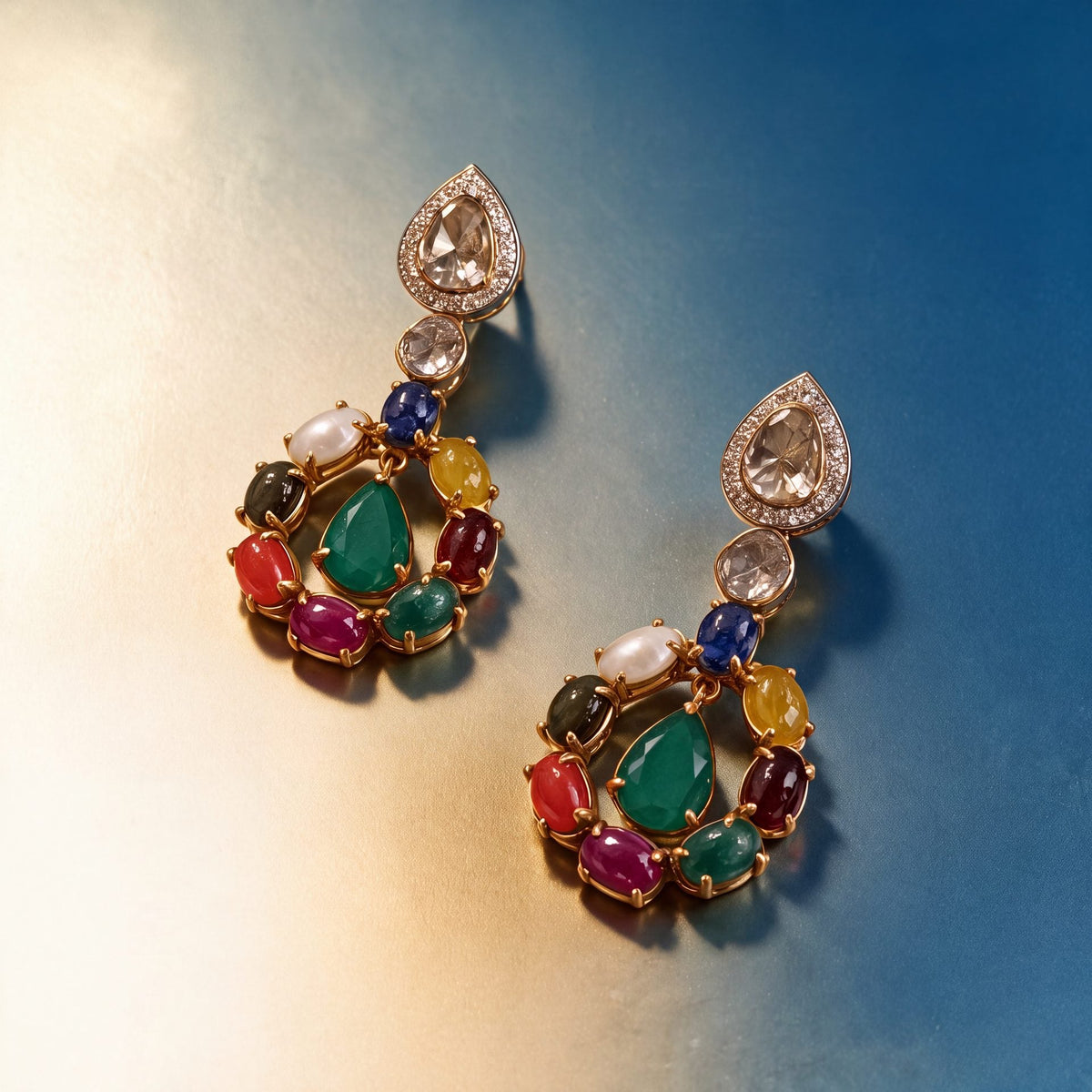 Vidhi Polki And Diamond Long Earrings